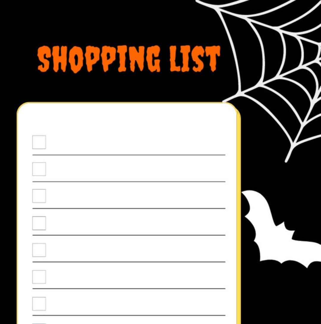Shopping List Template Grocery List Witchy Goth Bat Cobweb Pumpkin ...