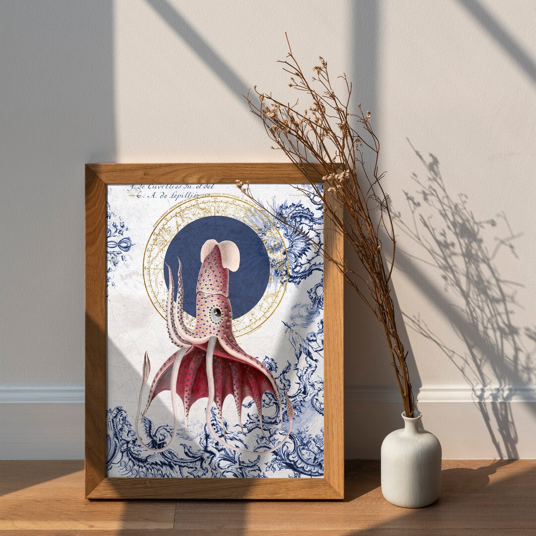 Octopus Nautical Printable Wall Art, Nursery Wall Art, Bohemian Ocean