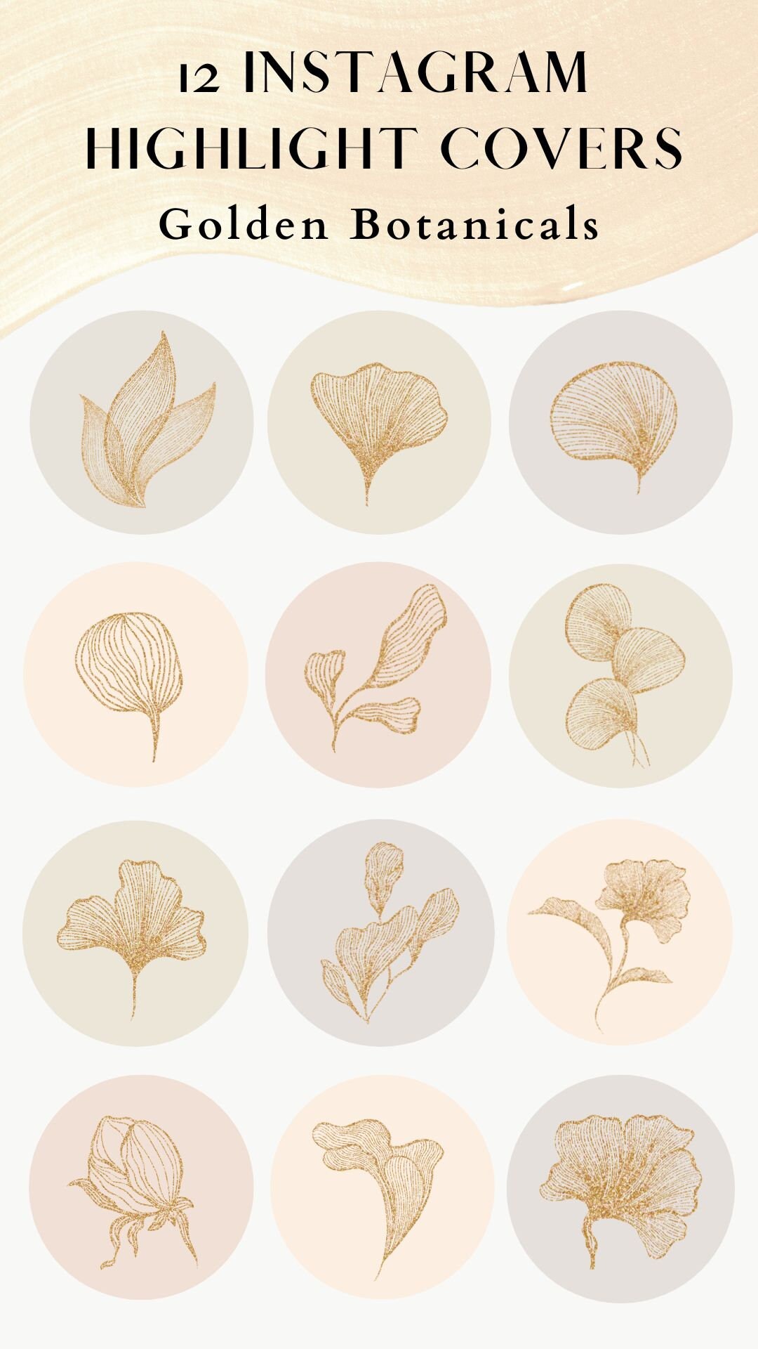 12 Boho Instagram Highlight Covers - Golden Botanical Designs to ...