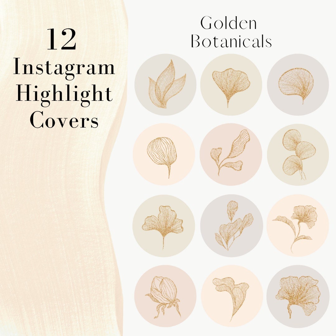 12 Boho Instagram Highlight Covers - Golden Botanical Designs to ...