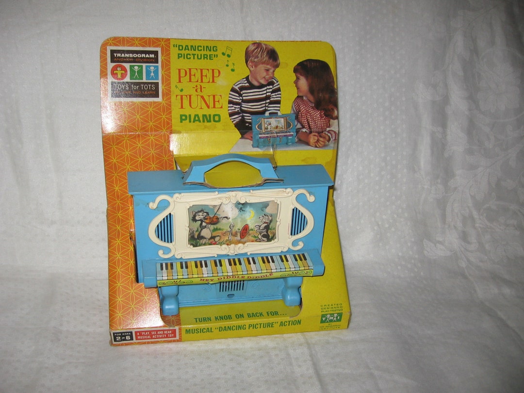 RARE 1964 Transogram Piano Wind up Musical Moving and Flickering