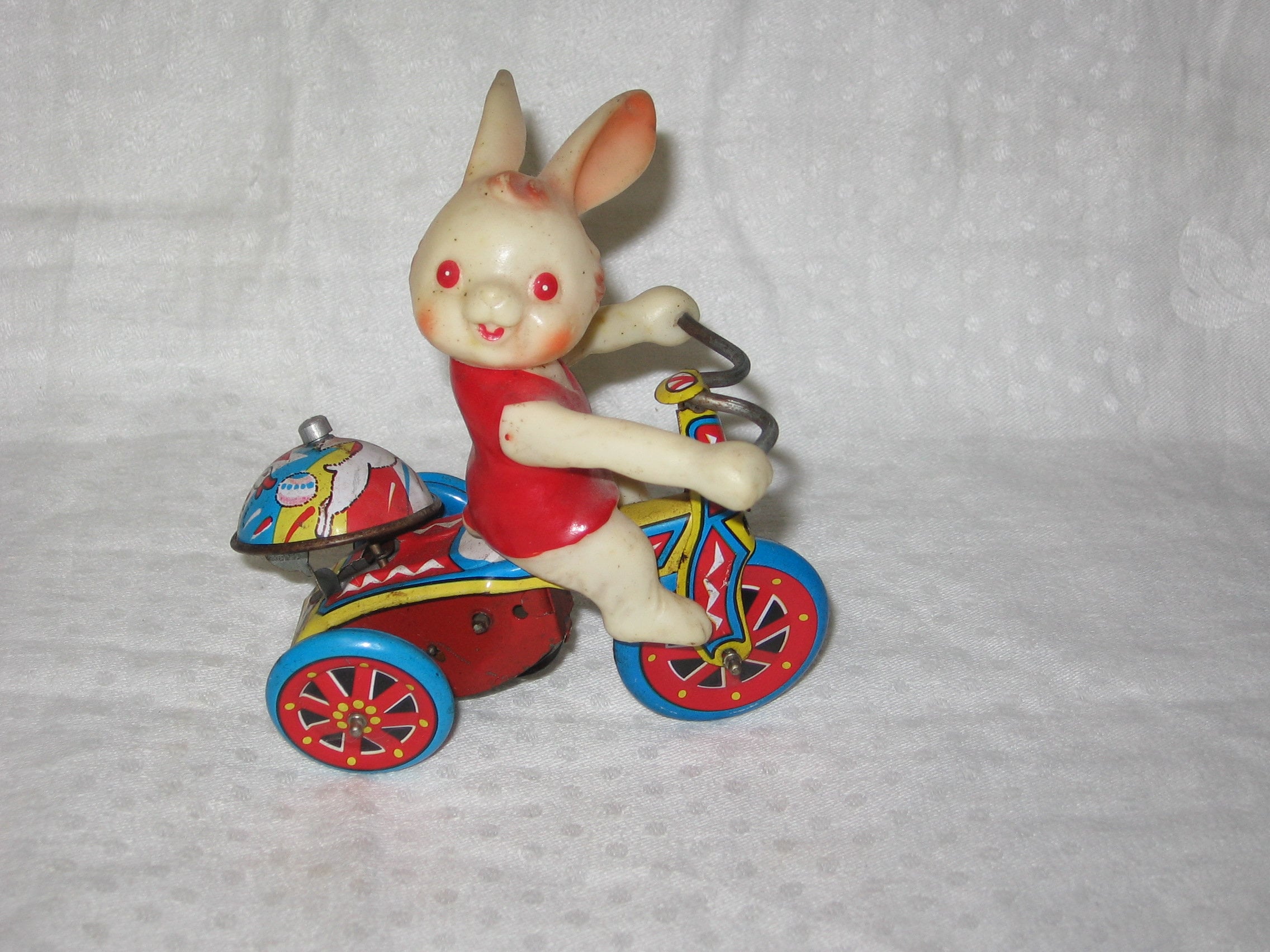 Vintage Tin Windup Toy Bunny Rabbit on Tricycle Litho Toy Etsy