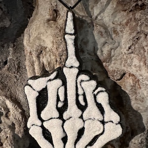 Skeleton Middle Finger Car Freshie (White)