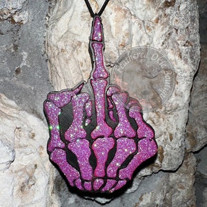 Skeleton Middle Finger Car Freshie (Purple)