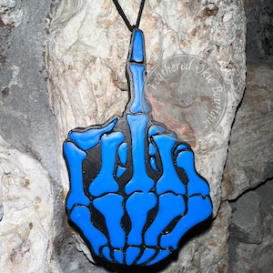 Skeleton Middle Finger Car Freshie (Blue)