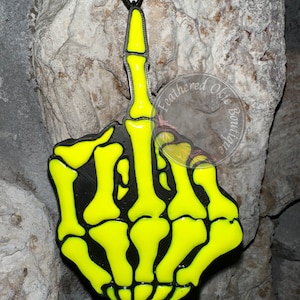Skeleton Middle Finger Car Freshie (Yellow)