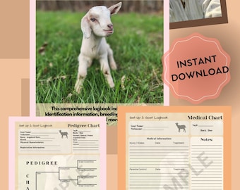 Goat Record Keeping Logbook, 24 Pages Instant Download, Manage Goat Profiles, Medical Info, Breeding, Record Organizer Farmers, Calendars