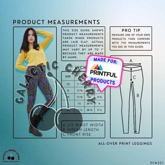 printful leggings size chart