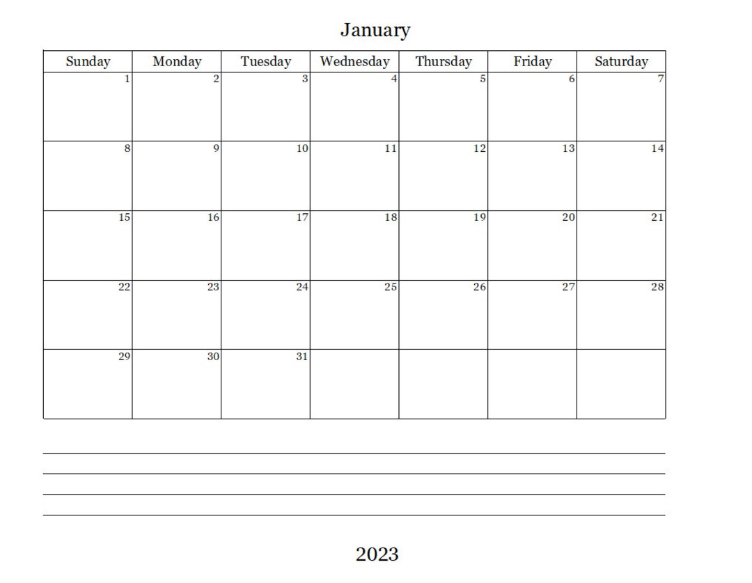 SALE 2023 Monthly Calendar Excel and PDF Downloads - Etsy