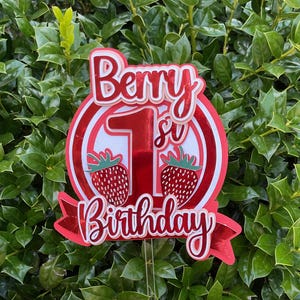 Berry First Birthday Cake Topper | Strawberry Theme 1st Birthday Party Decoration | Girl’s Cake Topper |  Berry 1st Cake Birthday Decoration