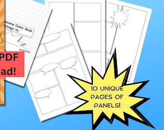 Blank Comic Book Panels, Comics, Drawing, KDP Interior Template, Callouts, Speech Bubbles, Art Box Frames, Digital Download