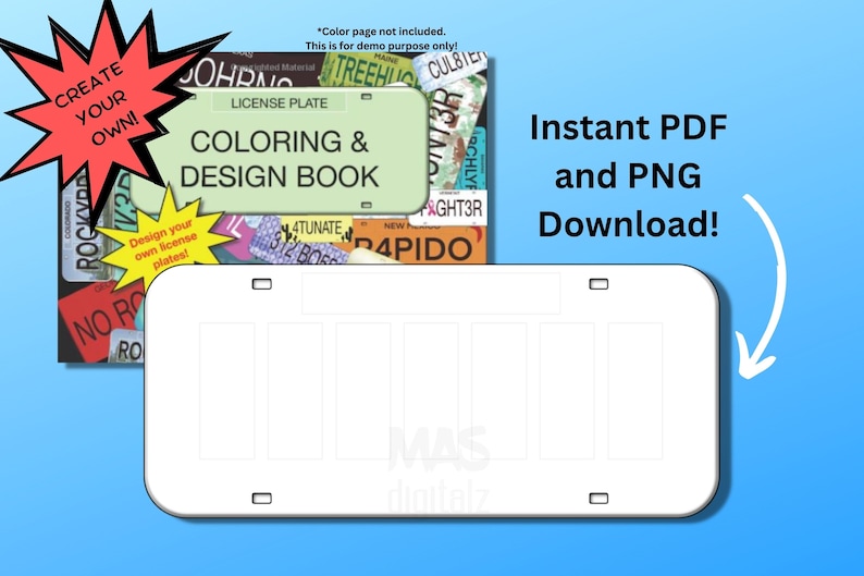 Blank License Plate Creator Printable PDF Page and PNG Art File ...