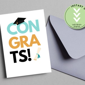 ¡Felicitaciones! Tarjeta imprimible digital / Felicitaciones Graduación Celebración de nuevos graduados / 5x7 pulgadas