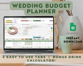 Seguimiento de presupuesto de boda digital, Hoja de cálculo de Google Sheets, Descarga instantánea