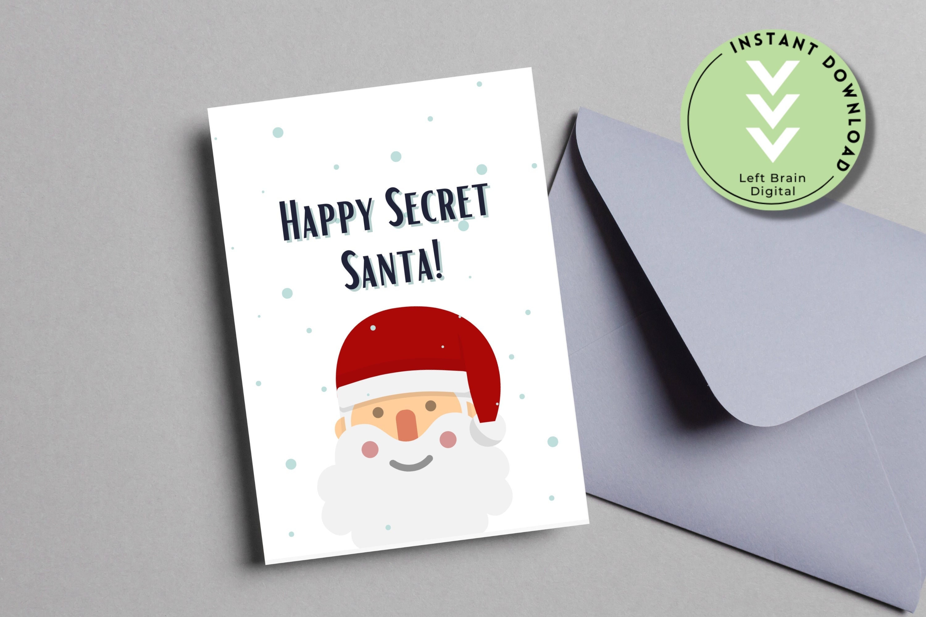 Happy Secret Santa Digital Printable Card Christmas Holiday Etsy