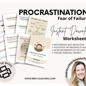 Procrastination & Fear of Failure Worksheet: Mental Health (PDF Printable)