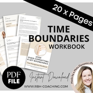 Smetti di impegnarti troppo: come i confini possono farti risparmiare tempo, definizione dei confini, life coaching, fogli di lavoro per la terapia, download immediato PDF