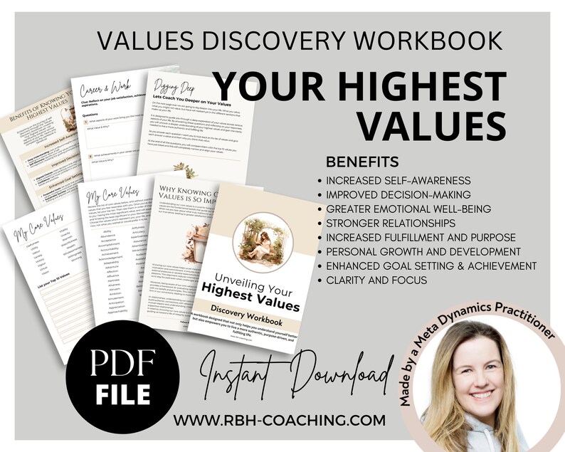 Values Discovery Workbook, Values Assessment, Self Reflection on ...