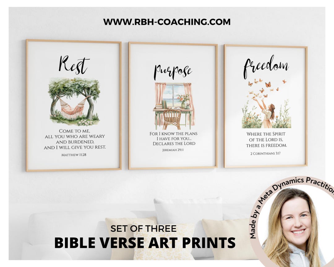 Bible Verse Watercolor Print Set: Christian Scripture Wall Art (digital ...