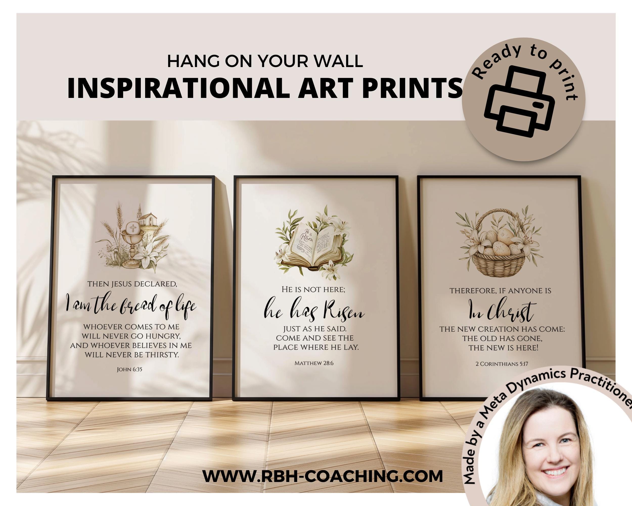Easter Bible Verse Wall Art Set of 3, Christian Printable Decor ...