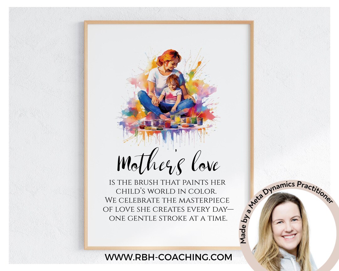 Watercolor Mother and Child Art Print: Inspirational Mom Quote (digital ...