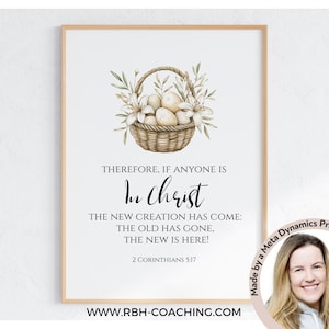 Easter Bible Verse Wall Art, 2 Corinthians 5:17, Christian Printable, New Creation Print, Faith Home Decor, Digital Easter Scripture