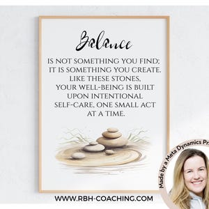 Balance Quote Wall Art, Self-Care Print, Mindfulness Decor, Zen Home Decor, Inner Peace Quote, Mental Health Art, Meditation Decor