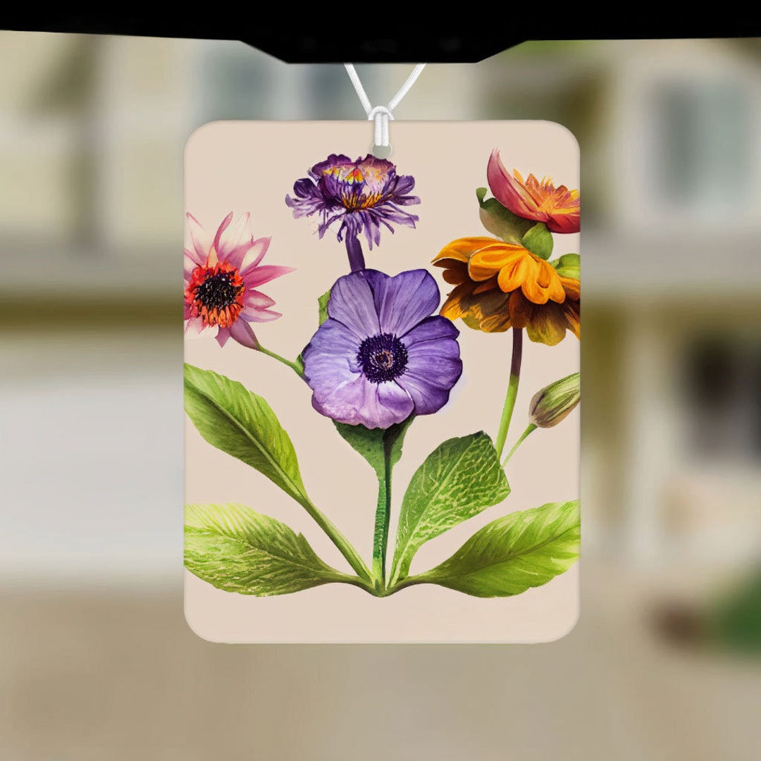 Colorful Flowers Car Freshener Set of 6 Graphic Car Air Freshener