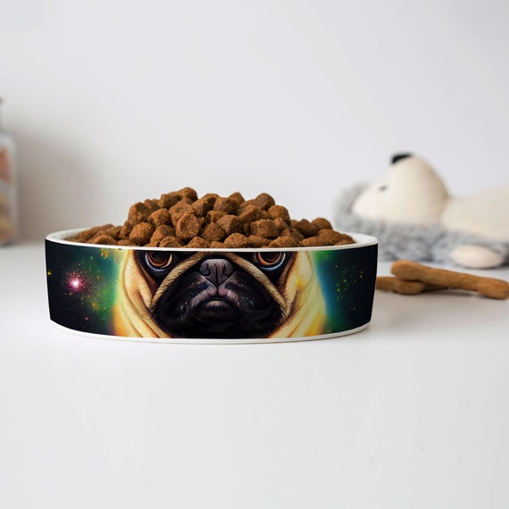 Dog Bowls Pet Food Bowls Cute Cartoon Pug Pet Bowl Dog Print Dog