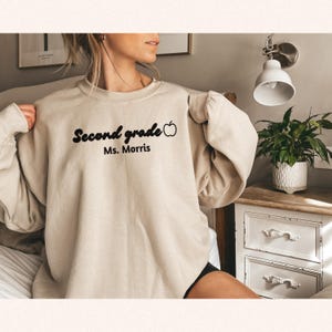 Custom Embroidered Teacher Sweatshirt, Personalized Name Crewneck, Cute Back to School Gift, Teacher Appreciation Sweatshirt