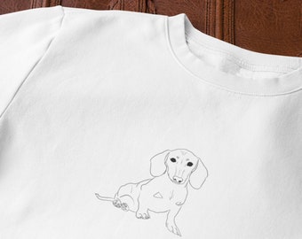 Dog Sweatshirt, Dog Jumper, Minimalist, Simple Design, Hand Drawn Design, Dachshund Sweater, Unisex Sweater, Dog Lover Sweater, Pet Lover