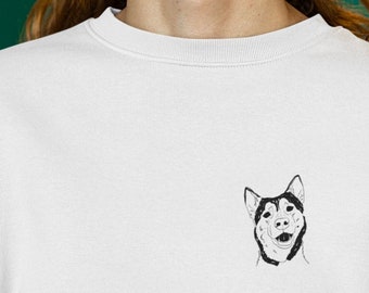 Husky Sweatshirt. Dog Sweatshirt. Husky Lover Sweatshirt. Husky Mom. Minimal Husky Sweater. Unisex Crewneck