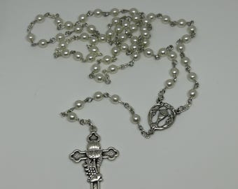 Handmade First Holy Eucharist Pearl Catholic Rosary