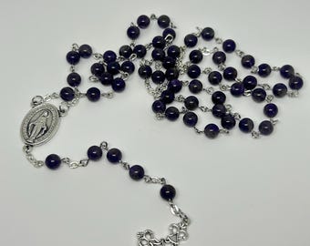 Handmade Purple Amethyst Catholic Rosary