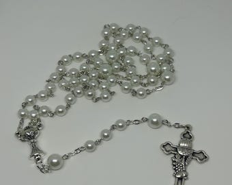 Handmade First Holy Eucharist Communion Pearl Catholic Rosary