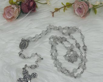 Handmade White Jade Catholic Rosary