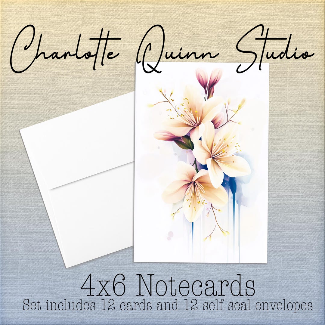 Watercolor Floral Notecard Set – Elegant Blank Greeting Cards - Etsy