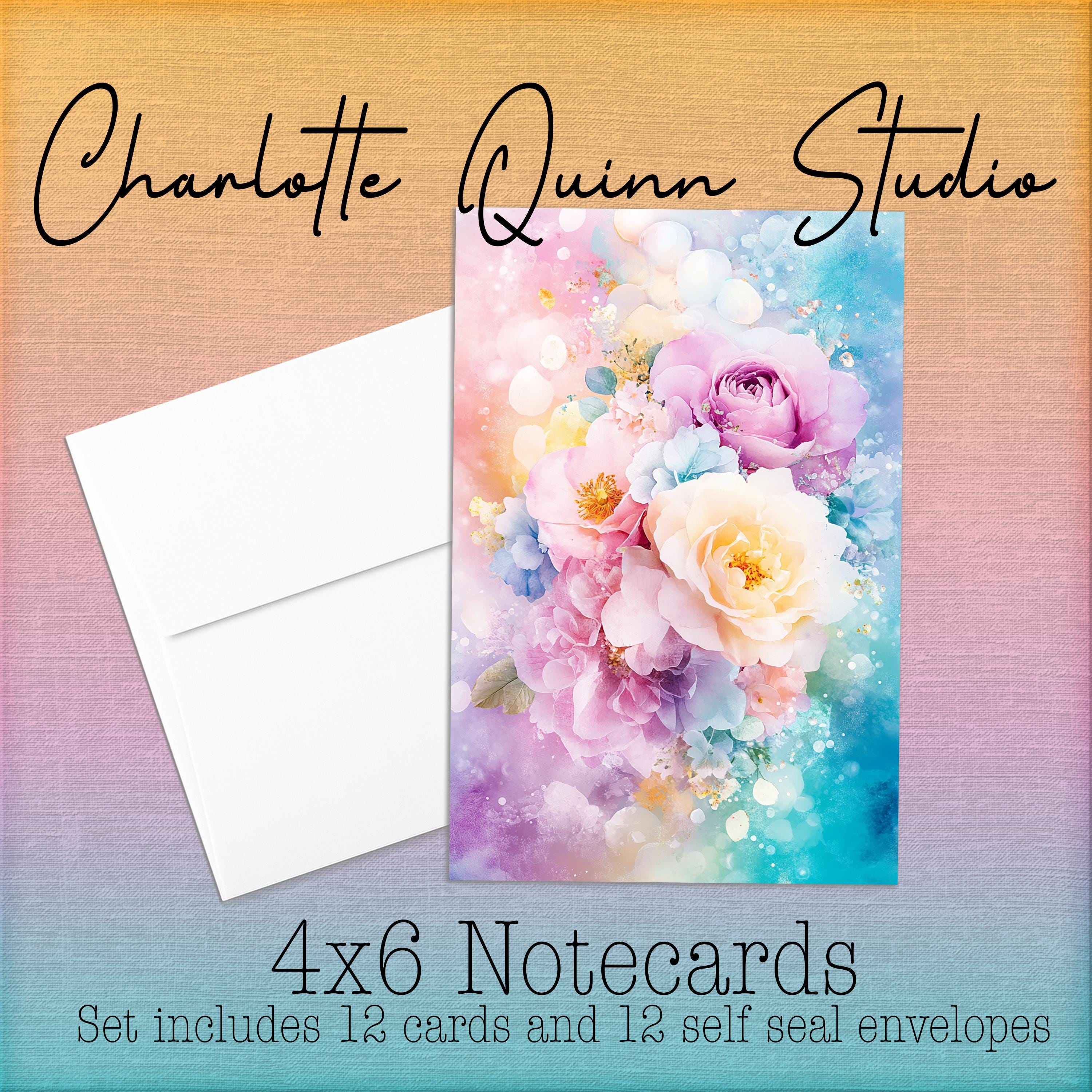 Watercolor Floral Notecard Set – Elegant Blank Greeting Cards - Etsy