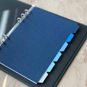 A5 Tabbed Dividers | Weave Texture | Beautiful Vibrant Blues | (6 divider a set) | Great for Planner/Binder | 6 Ring hole Punched