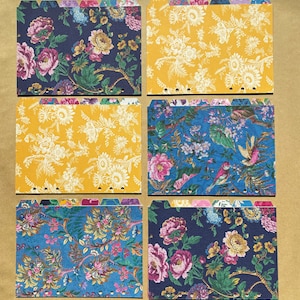 Conjunto de divisores A5 | Design floral de tecido estampado vibrante e elegante | Para planejador/pasta | Furador de 6 anéis