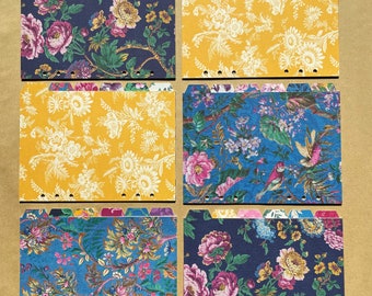 A5 Divider set | Vibrantly Elegant Printed Fabric Floral Design | For Planner/Binder | 6 Ring Hole Punch