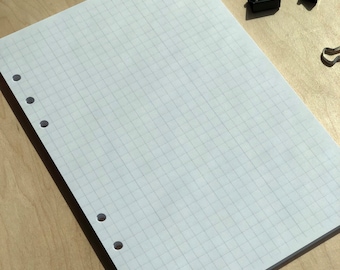 Papel cuadriculado A5: insertos de planificador de 6 anillas, 50 hojas