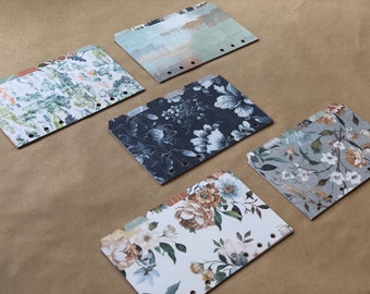 Floral Planner Dividers: Personal A6 Size, 6-Ring Binder