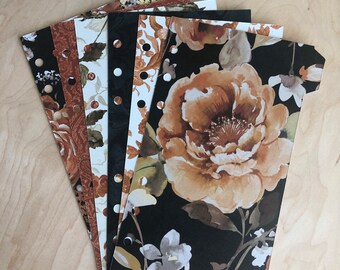 Pretty | Sophisticated | Shimmer | Personal **(A6 Personal)**Tabbed Divider set (6 dividers in each set) | Black,Copper,white,off white