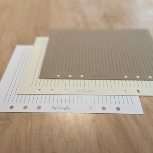 Papel para encadernação de planejador tamanho A5. Pontilhado, grade quadrada, pautado ou em branco | Papel 32# | 120 gsm | Branco marfim/creme, Kraft marrom 80#