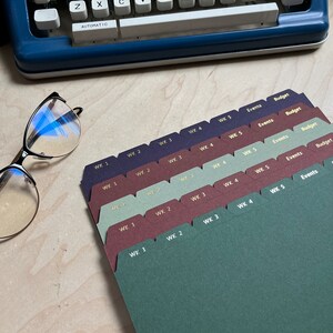 Verfijnde foliestempel A5 per week, evenement, budgetverdelerset (7 vakken) planner/map insteekkaarten,