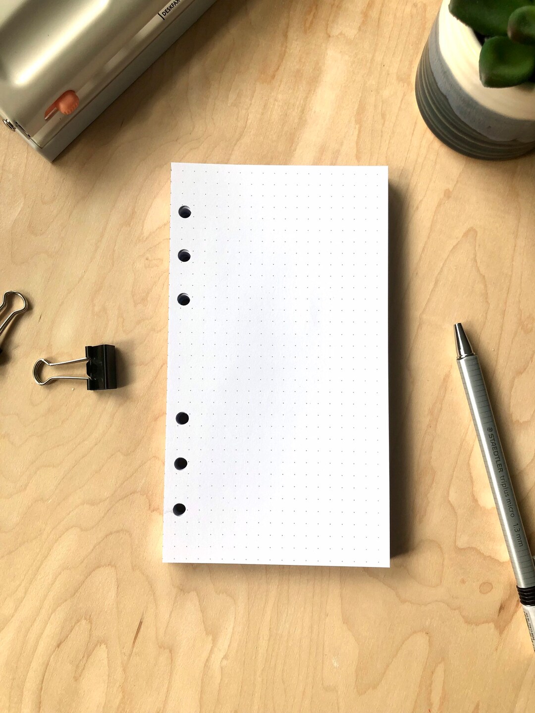 Personal Size Planner Binder Insert Paper. Dot or Square Grid Lined