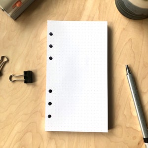 Personal Size Planer Binder Einlegepapier. Punkt oder Quadrat Gitter Liniert Blank | 32# Papier | 120g/qm | Elfenbein/ Cremeweiß