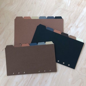 Personal Size (A6 Personal) Tabbed Planner Dividers |(6 dividers in a set) | Bold Modern Colors | Neutrals