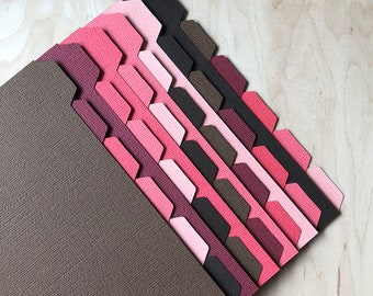 Personal Size (A6 Personal) Tabbed Planner Dividers | (6 dividers in a set)| Strawberries Dipped In Chocolate Colors